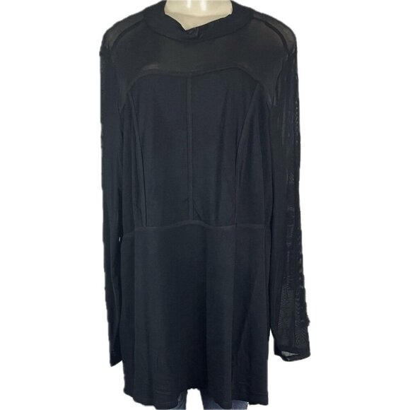 Torrid +4 Black Mock Neck Sheer Mesh Corset Stretch Seam Detail Long Sleeve Top - Picture 2 of 6